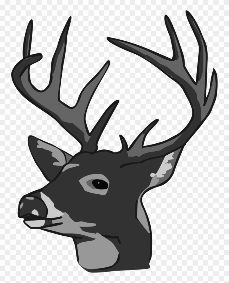 Deer Head Clipart Black And White - Deer Head - Png Download