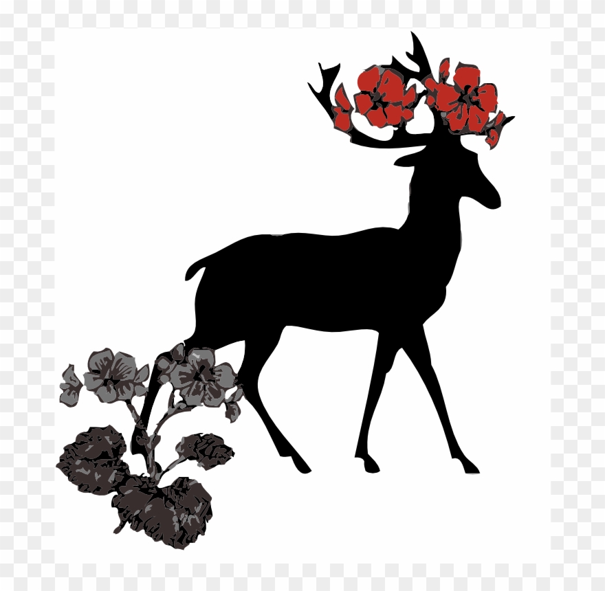 Buck With Flowers Shower Curtain Clipart