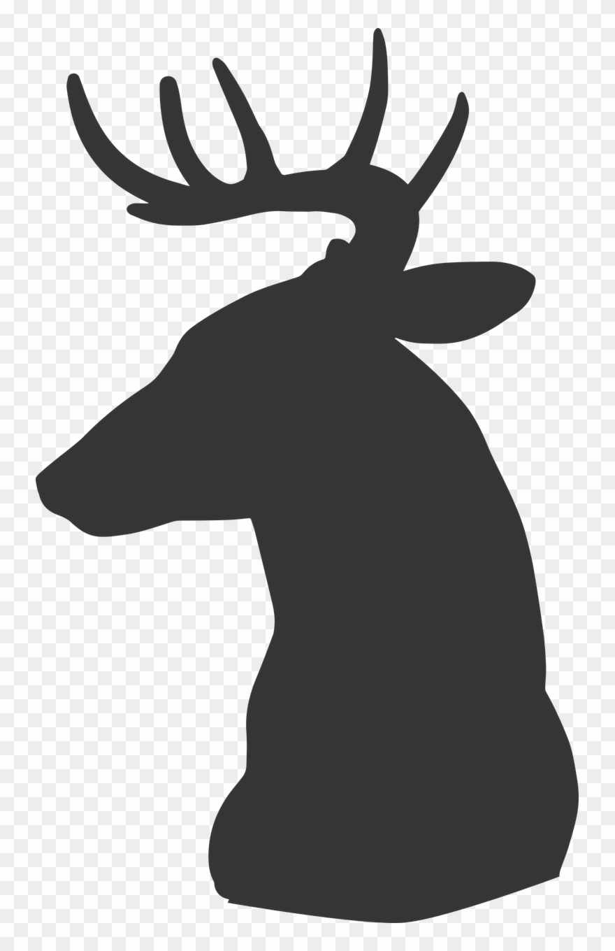 Banner Transparent Library Deer Silhouette Animal Free - Kepala Rusa Siluet Png Clipart