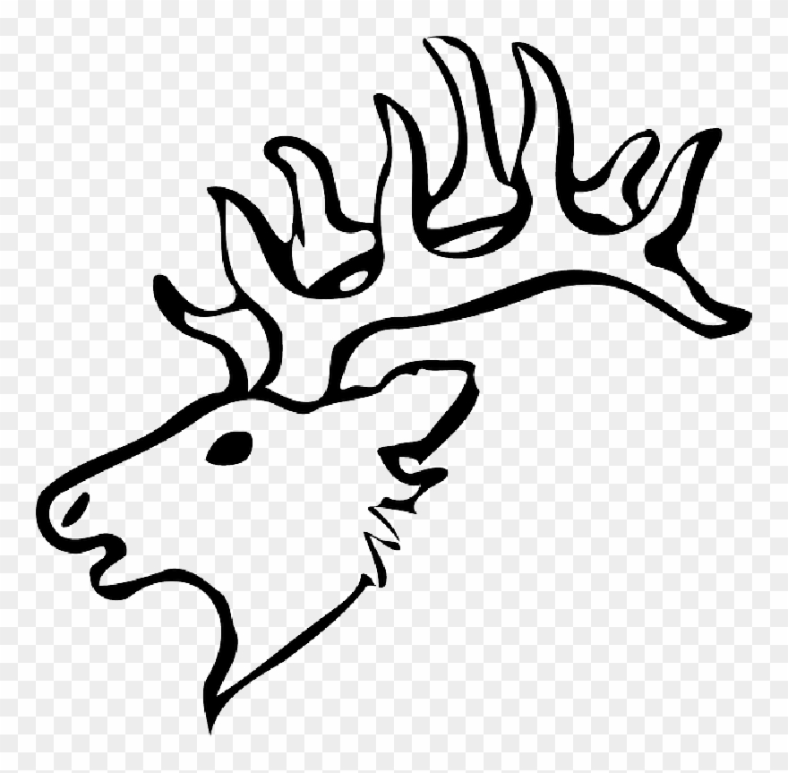Head, Silhouette, Face, Skull, Cartoon, Deer, Heads - Easy Elk Head Drawing Clipart
