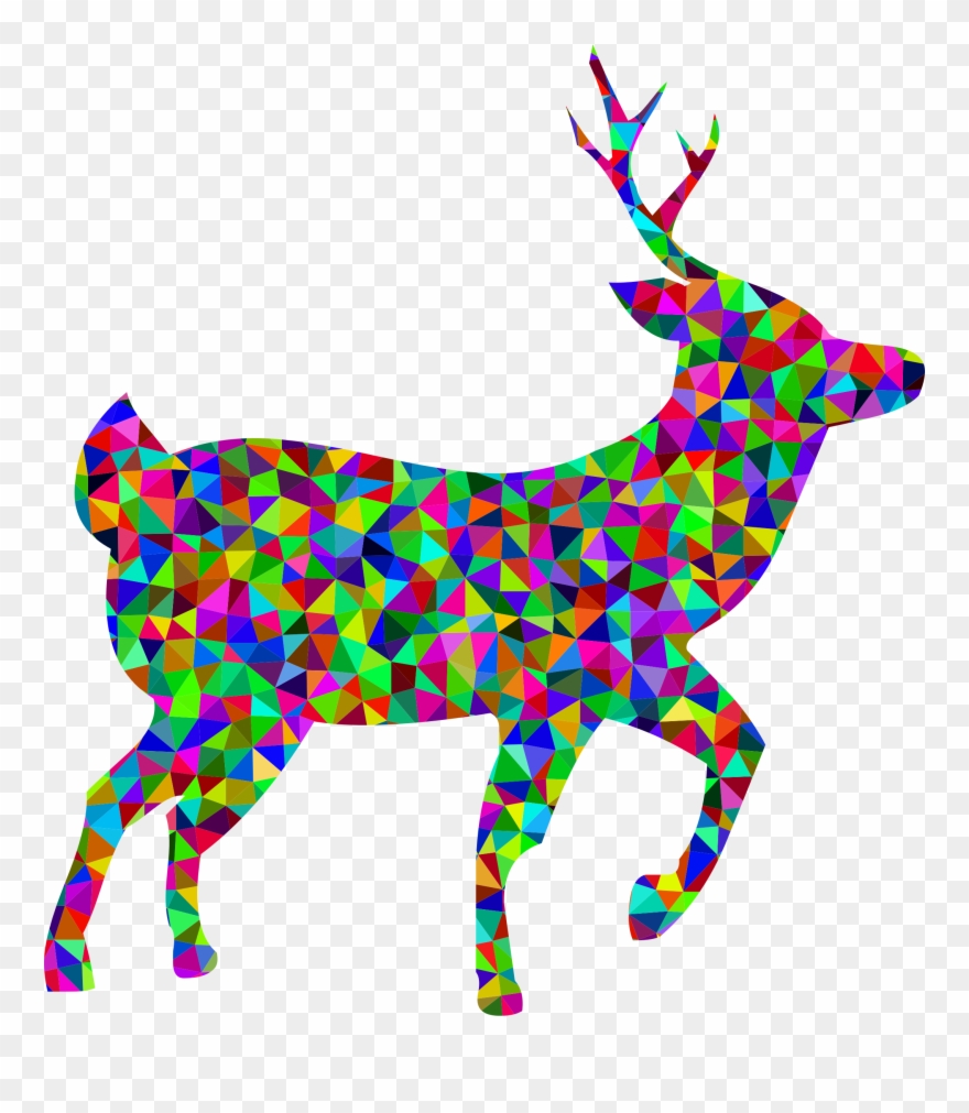 White-tailed Deer Moose Rudolph Reindeer - Colorful Deer Polygon Png Clipart
