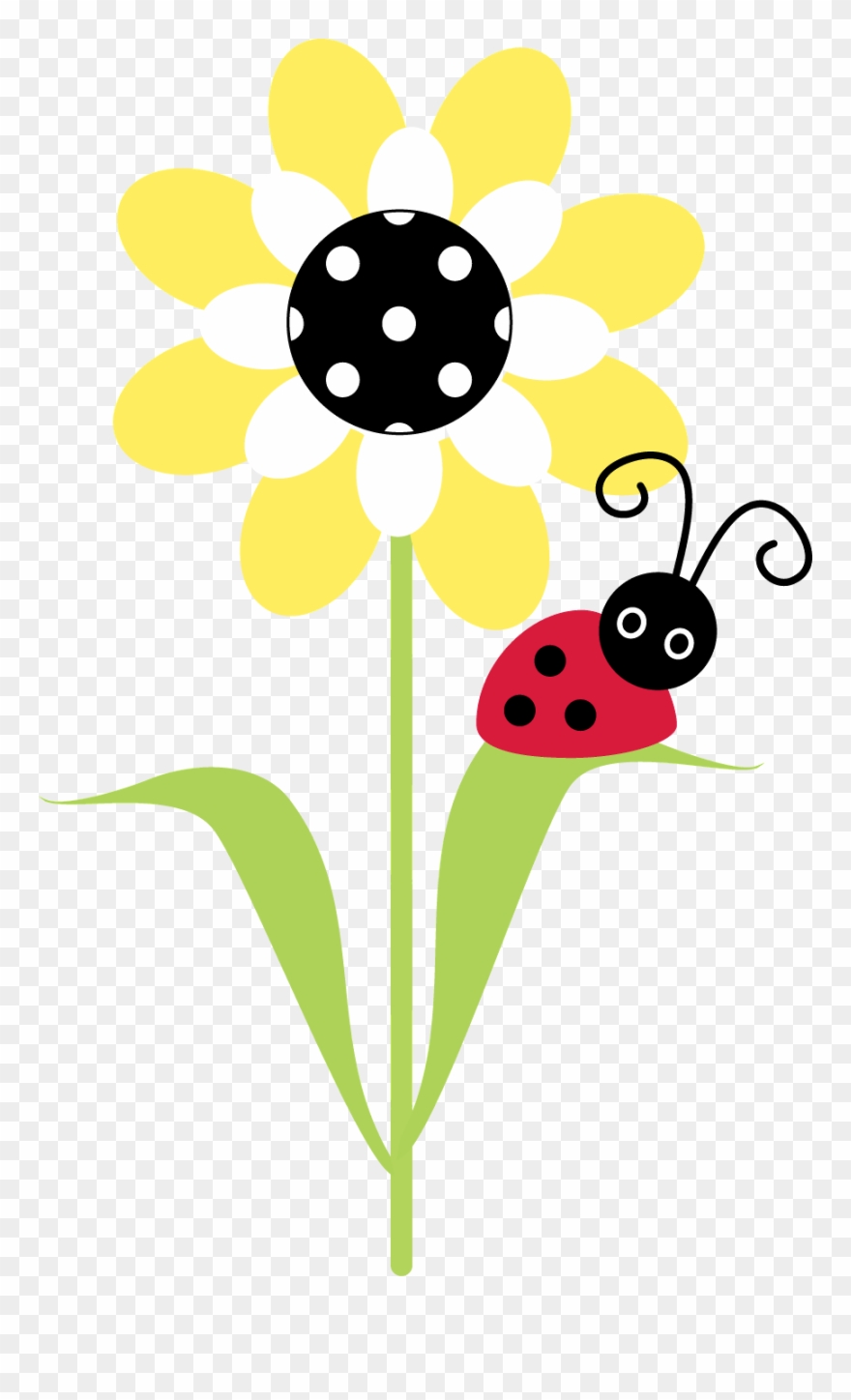 Joaninha - Minus - Flor Com Joaninha Png Clipart