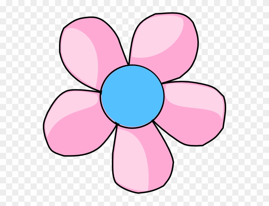 Daisy Pink And Blue Clip Art At Clker - Flower With Five Petals Clipart - Png Download