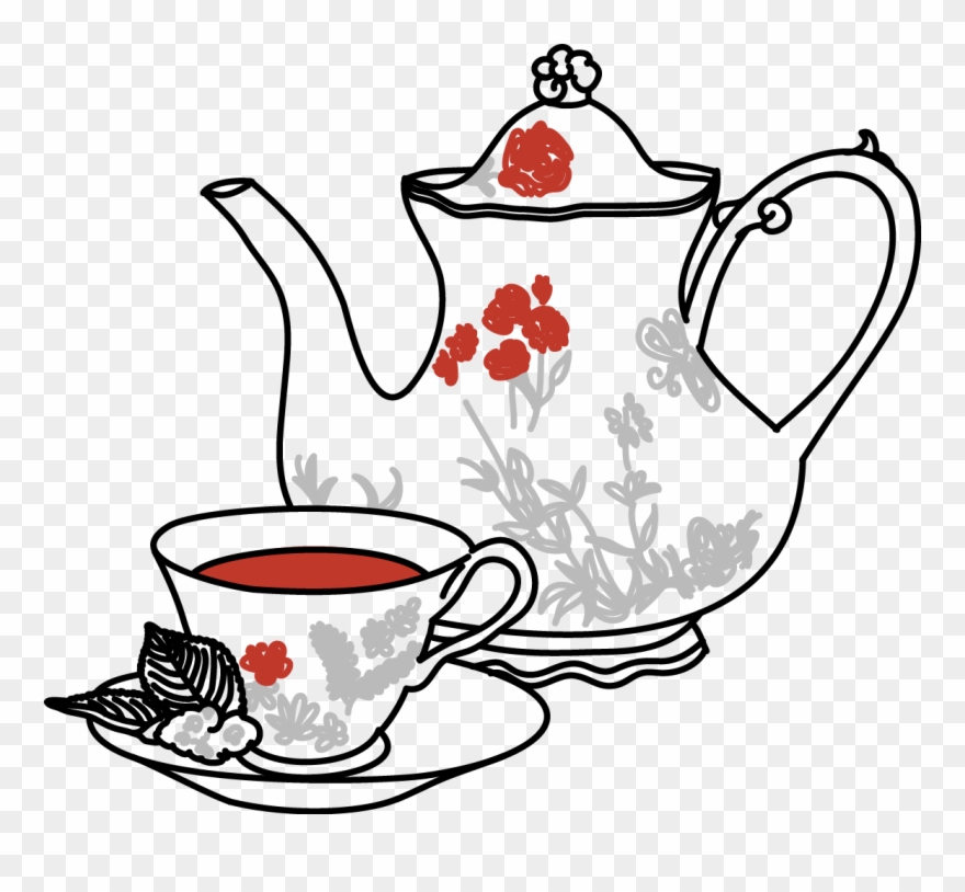Teaset2pts - Drawing Cup Of Tea Png Clipart