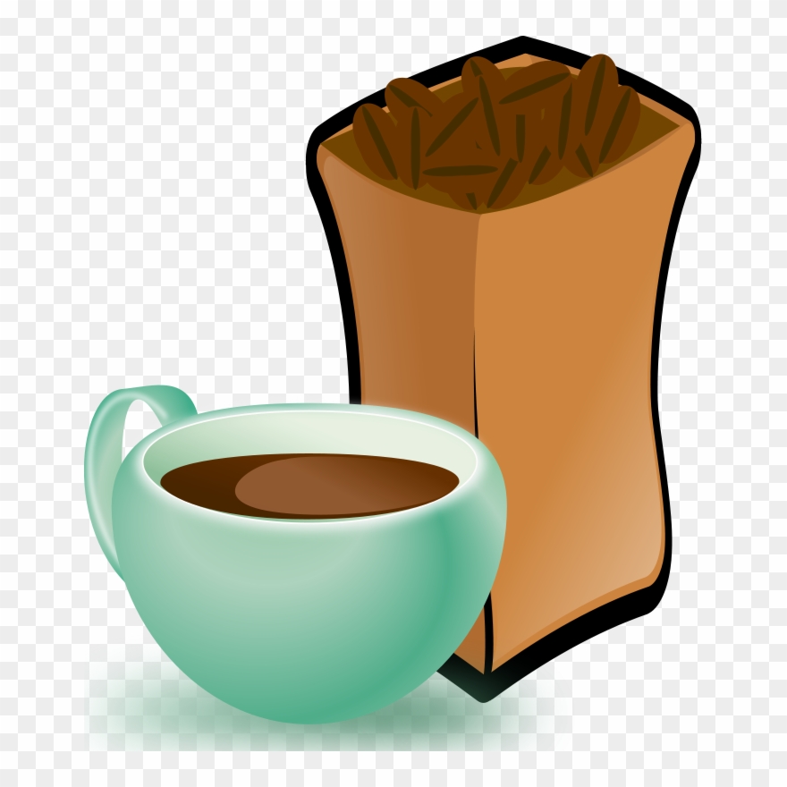 Free Cup Of Coffee With Sack Of Coffee Beans - Coffee Beans Clip Art - Png Download