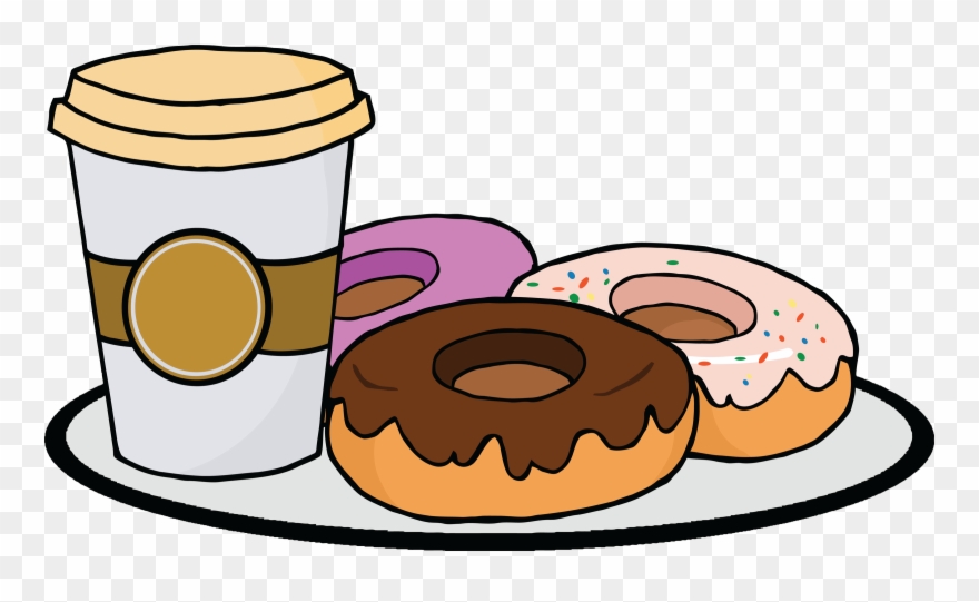 Funny Donut Clipart - Cartoon Coffee And Donut - Png Download