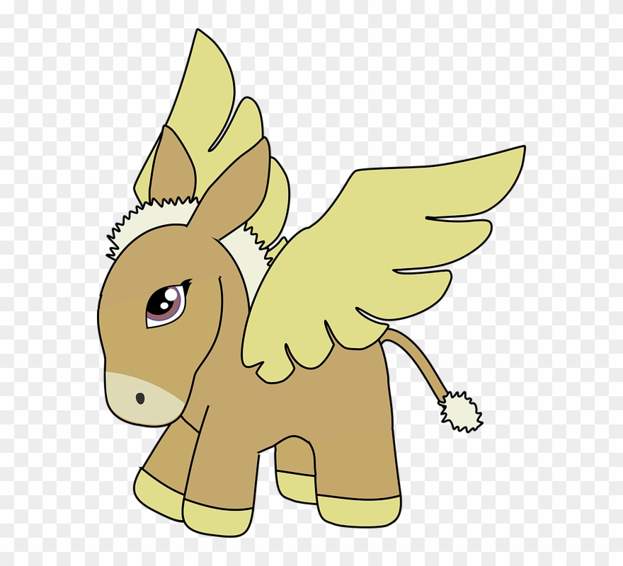 Cartoon, Cute, Donkey, Flying, Horse, Pegasus, Pony - ! 5'x7'area Rug Clipart