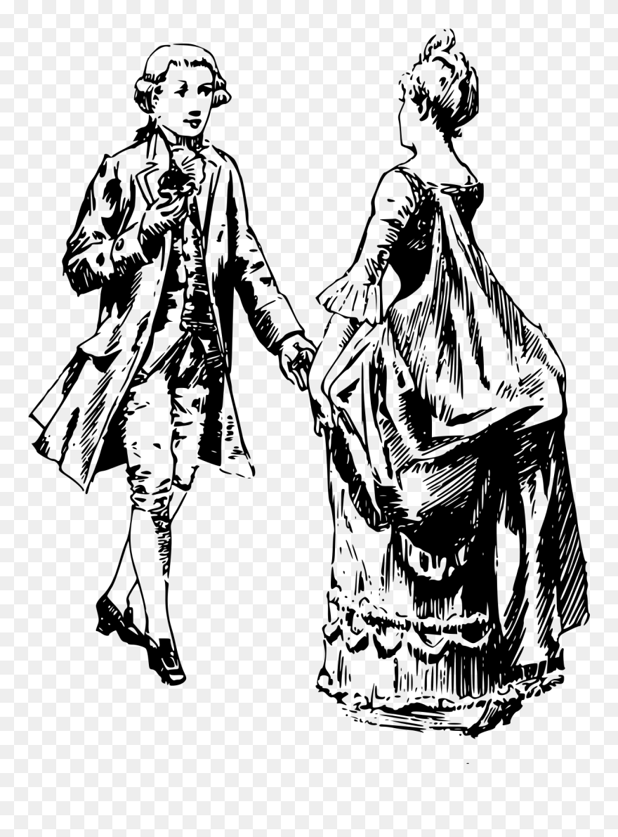 Man And Woman Dancing - Victorian Man And Woman Vector Clipart
