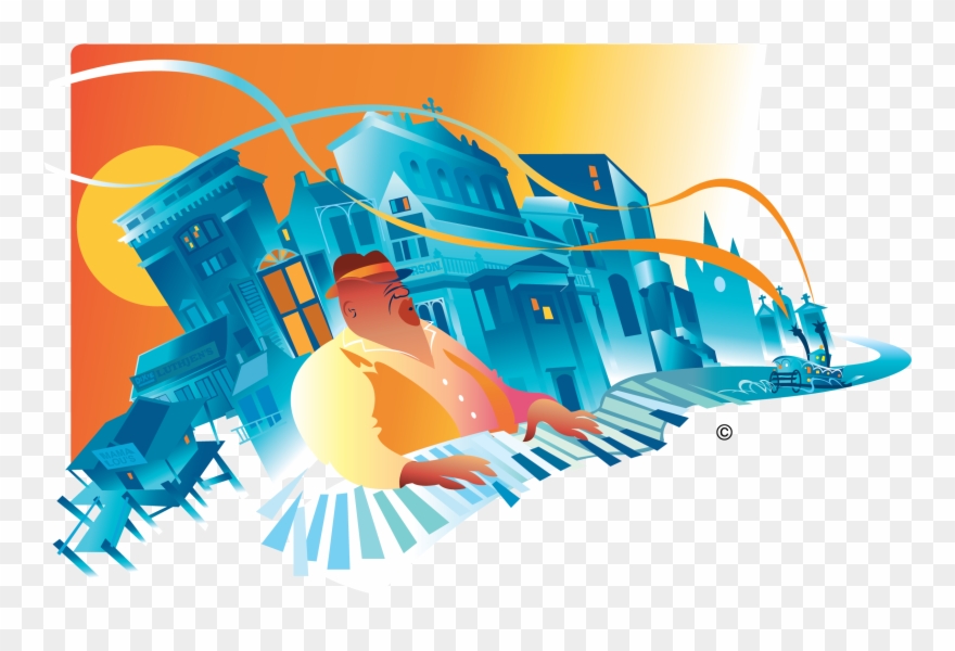 Musician Over New Orleans Sky Clip Art - Musician - Png Download