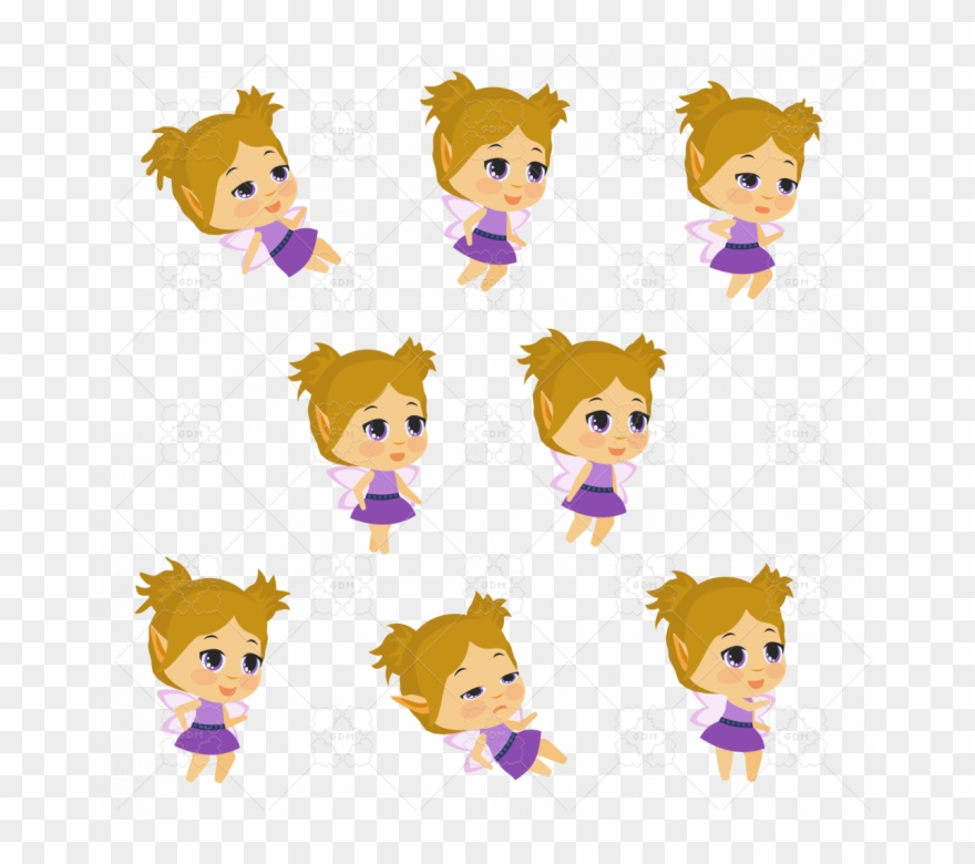 Purple Fairy Chibi 2d Animated Sprite Pack, Animated Clipart