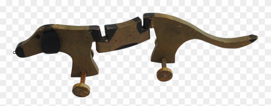 Vintage Dachshund Wooden Pull Toy Clipart