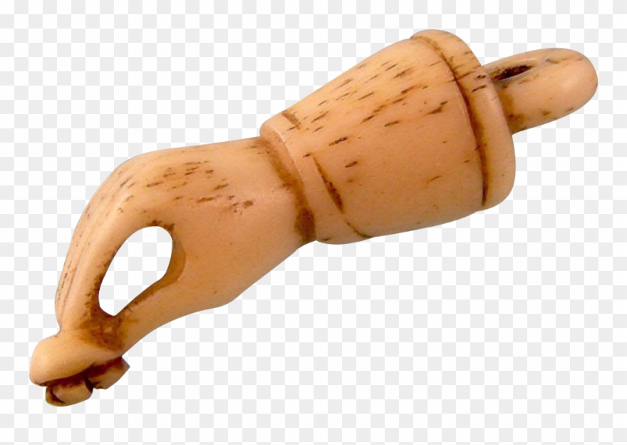 Antique Victorian Hand Charm Carved In Bone Clipart