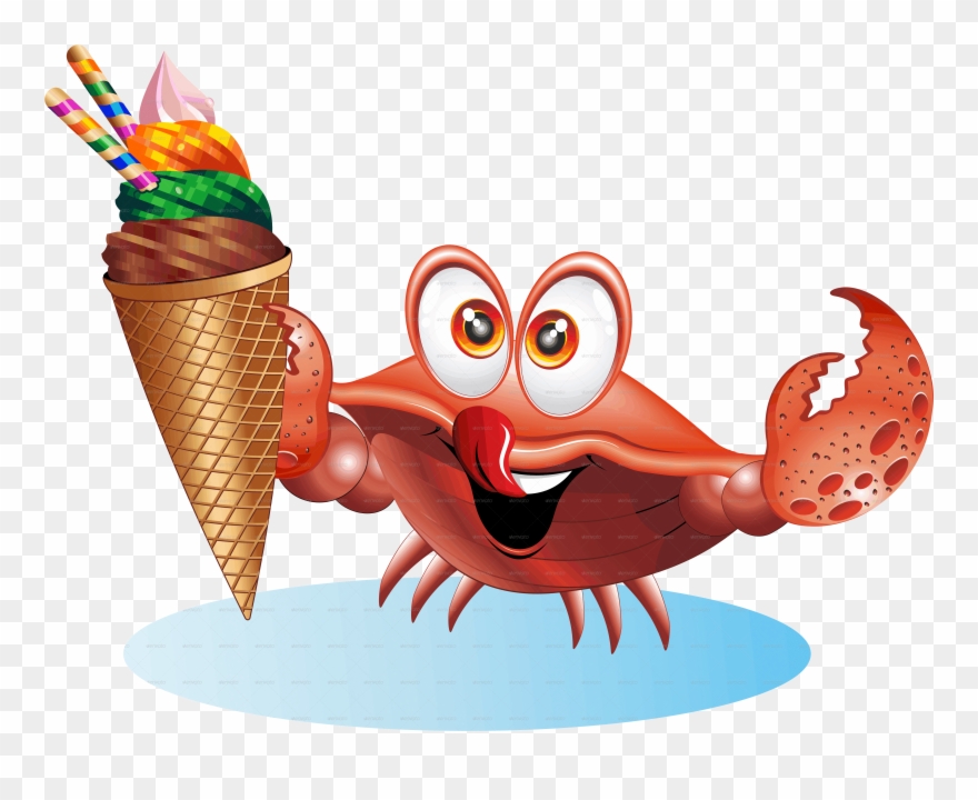 Crab Cartoon With Ice Cream-giff5000 Clipart