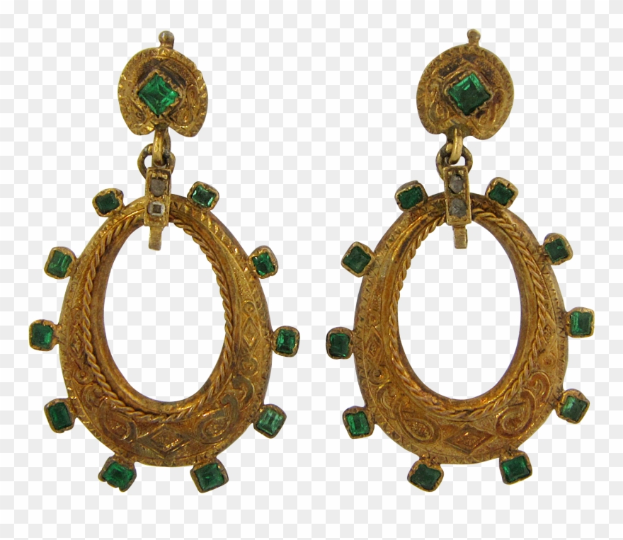 Art Nouveau Emerald And Diamond Dangle Earrings From Clipart