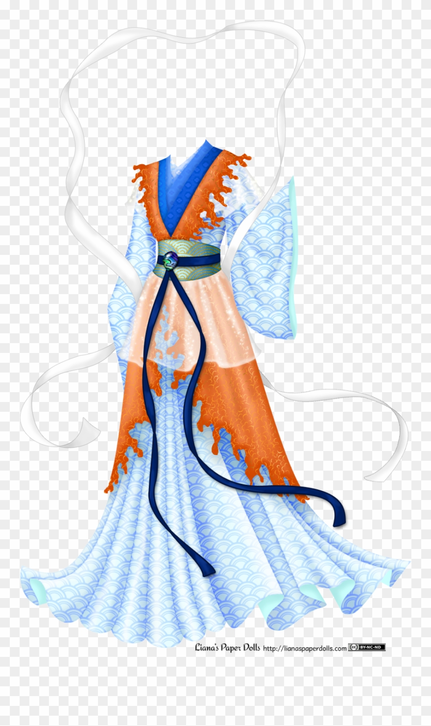 A Blue Gown With A Stylized Wave Pattern In A Darker Clipart