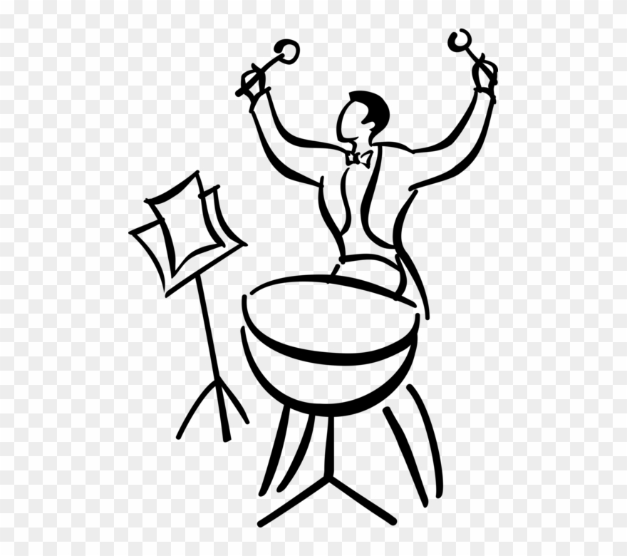 Vector Illustration Of Orchestra Musician Drummer Plays Clipart