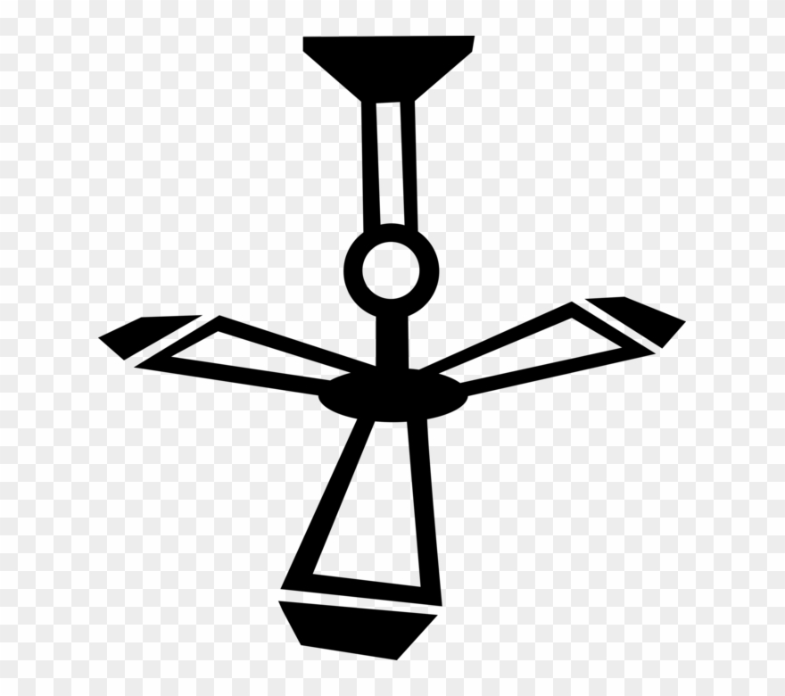 Vector Illustration Of Ceiling Fan Circulates Air In Clipart