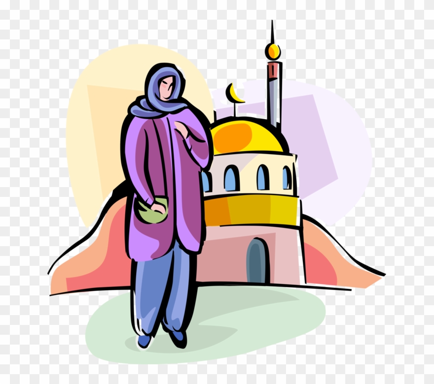 Vector Illustration Of Muslim Woman Wears Hijab Headwear Clipart