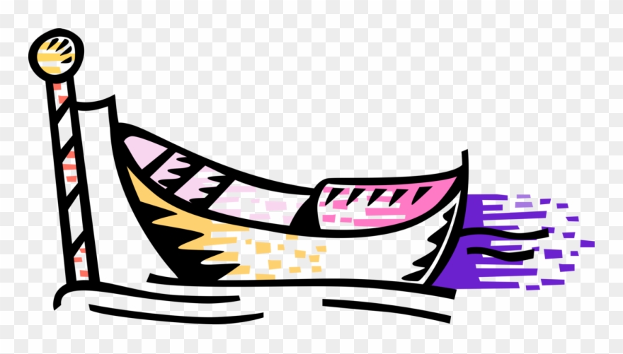 Venetian Gondola Steered By Gondolier Clipart