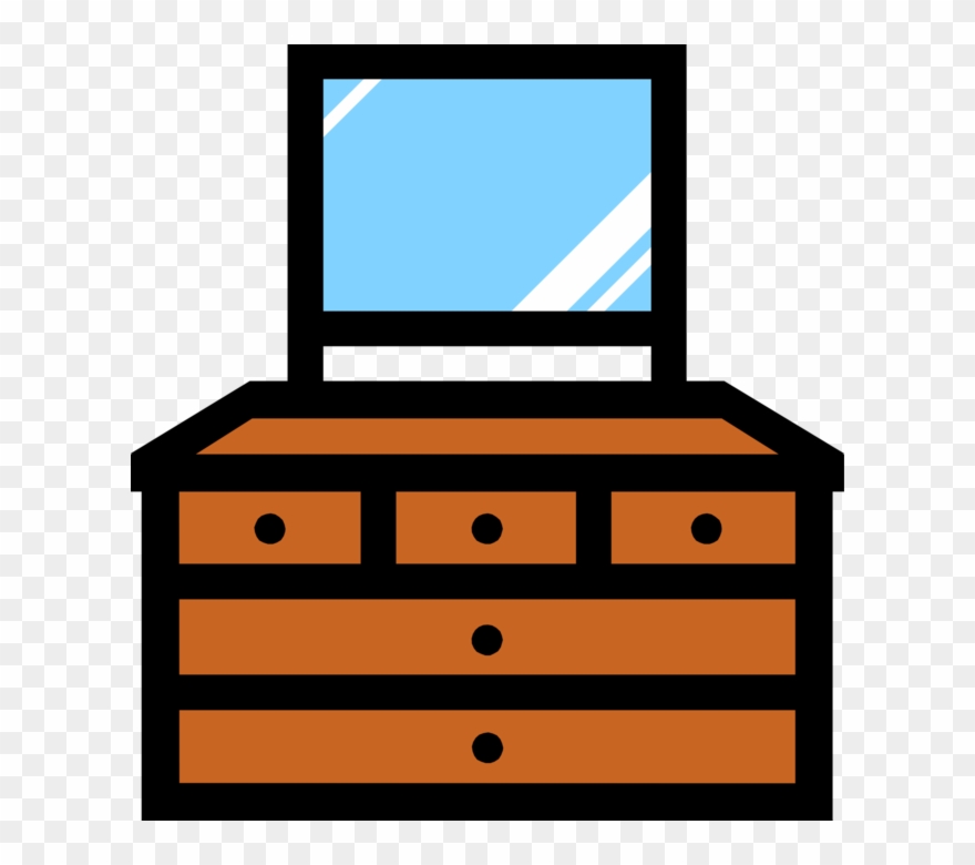 Vector Illustration Of Bedroom Furniture Dresser Or Clipart