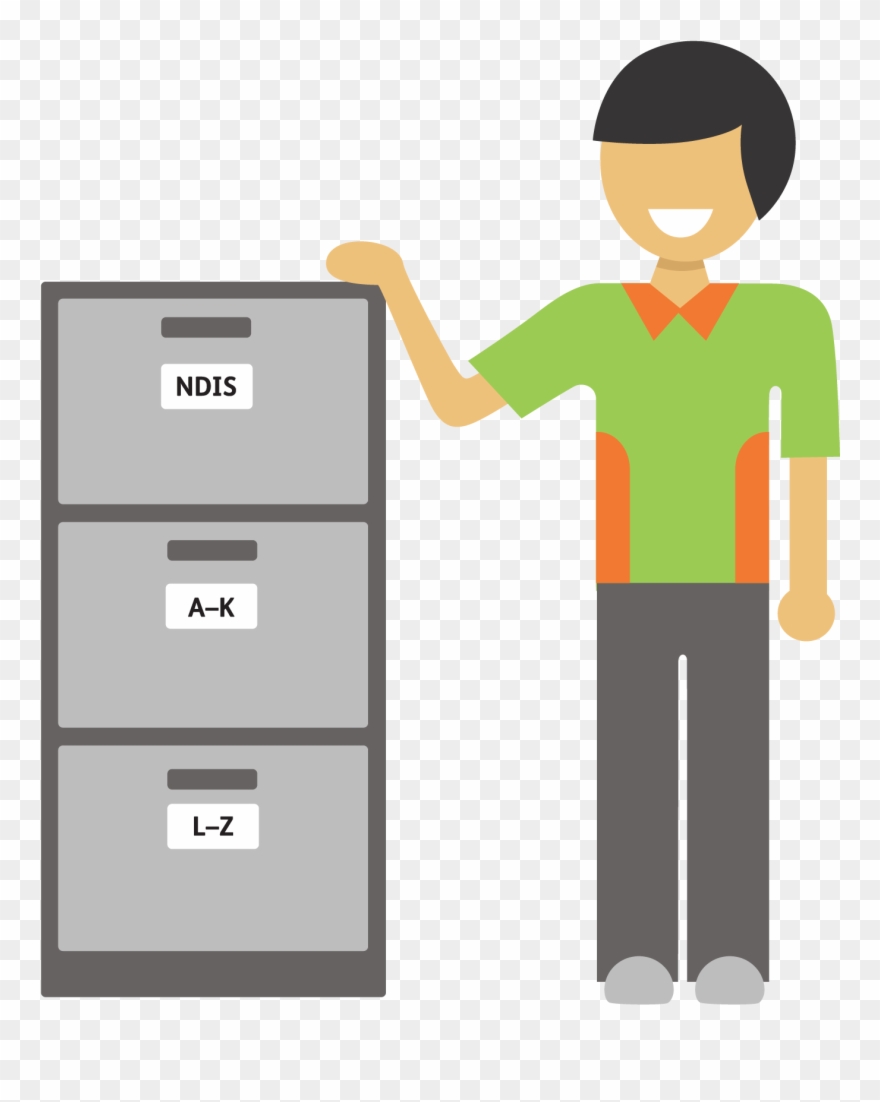 Illustration Of A Man Beside A Filing Cabinet Clipart