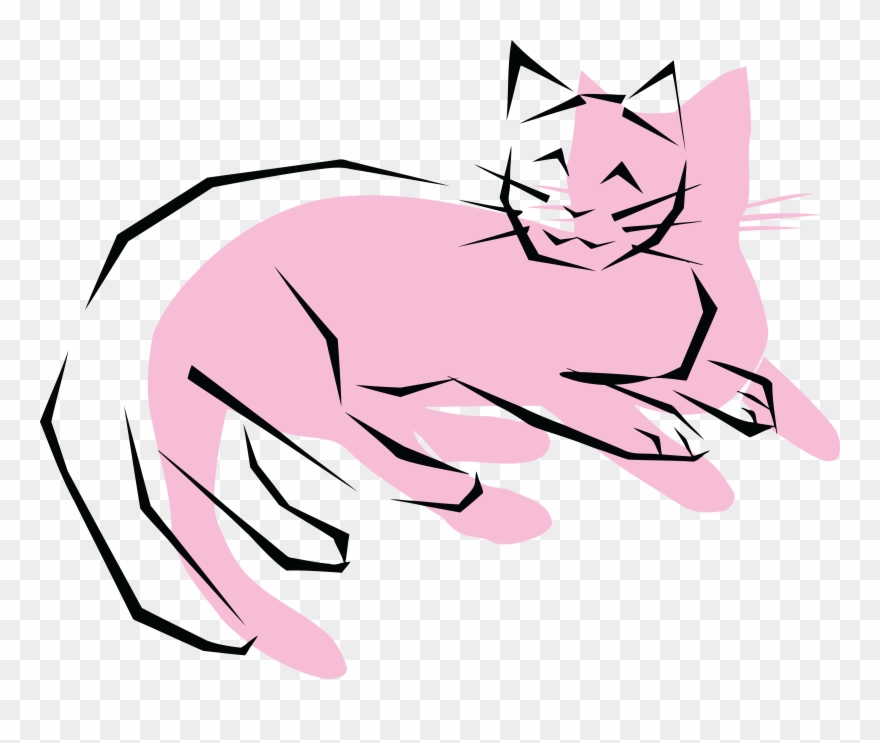 Free Clipart Of A Pink Cat - Png Download