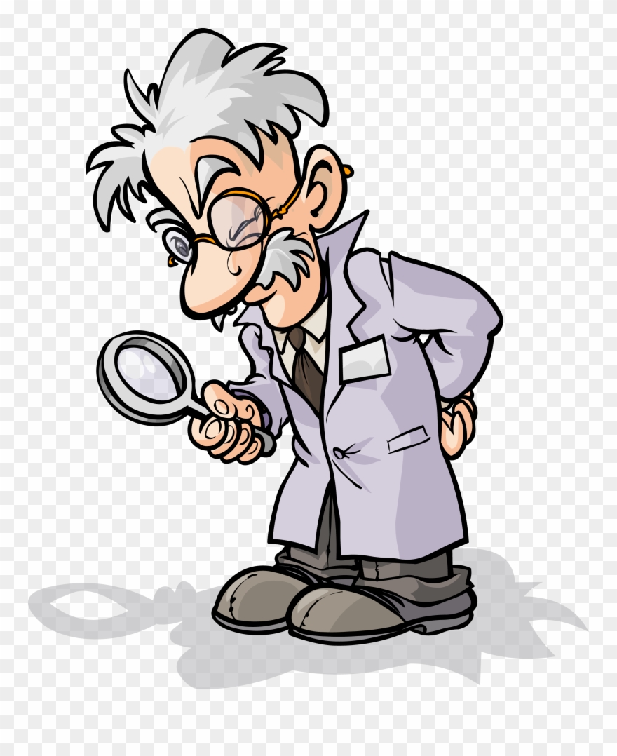 Magnifying Glass Scientist Cartoon Clip Art - Png Download