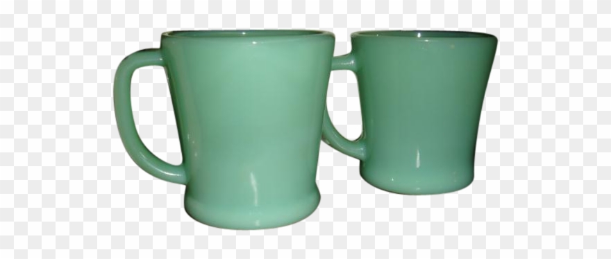 Two Fire King Jadite D Handle Mugs Coffee And Flat Clipart