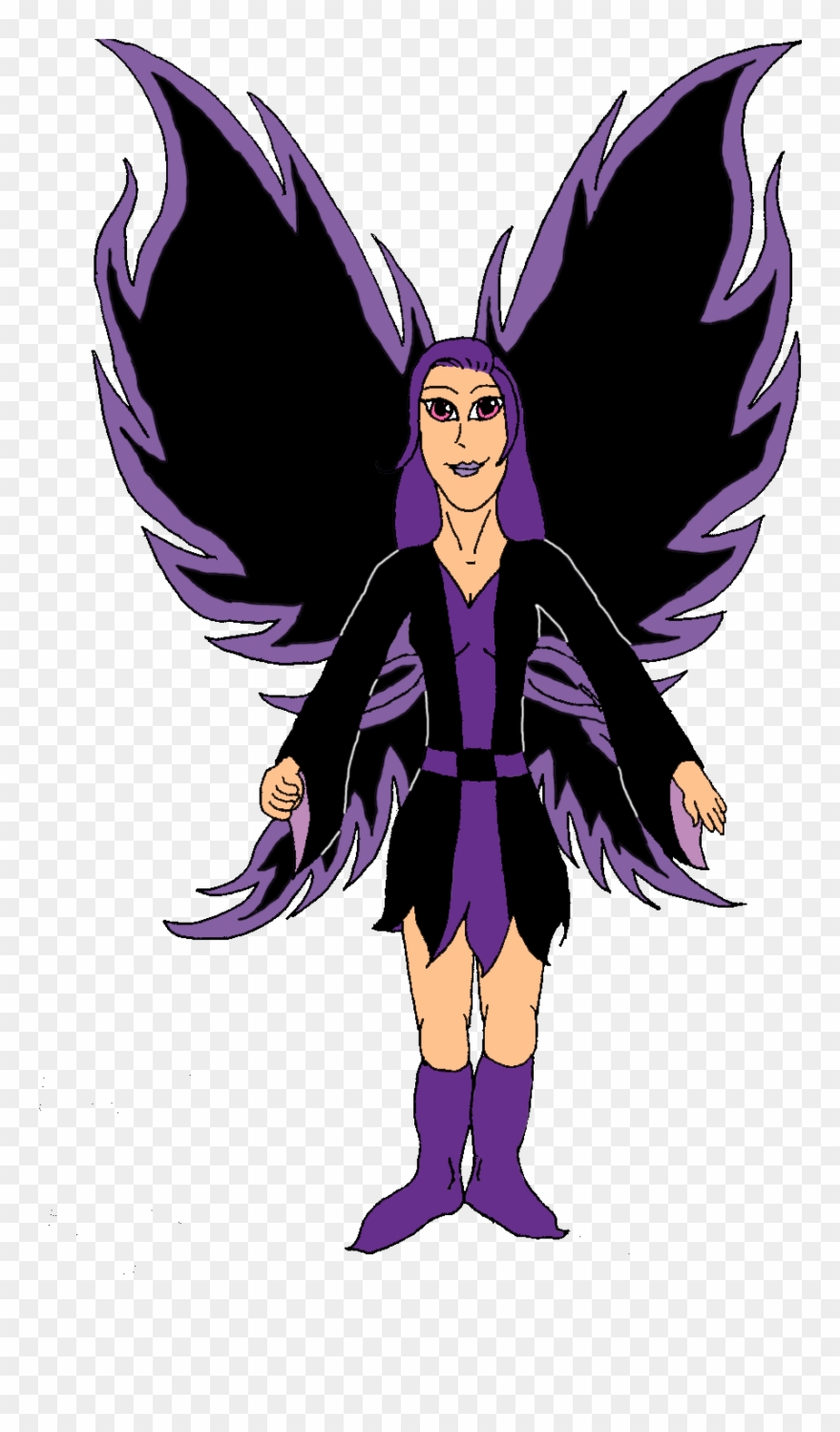 Black Winged Fairy Girl Clipart