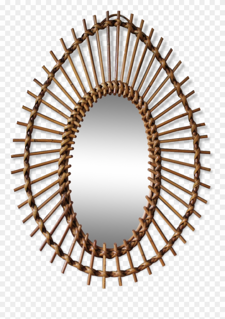 Sun Rattan Vintage Oval Mirror 61x41cm Clipart