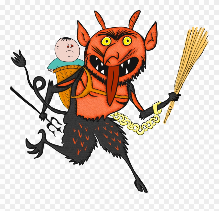Krampus With Pagonis Clipart