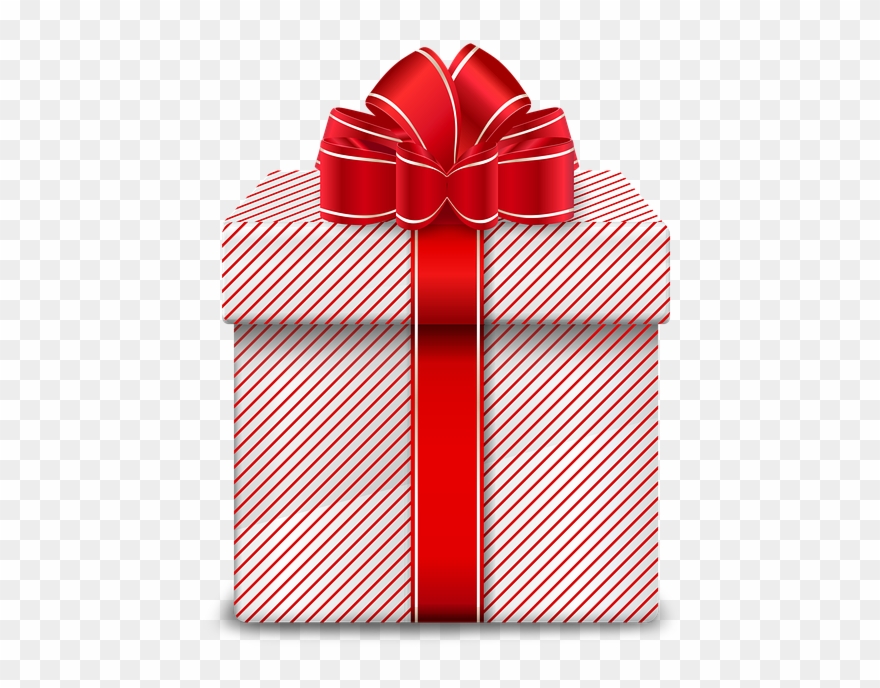 Gift, Red Gift, White And Red, Christmas Gift Clipart