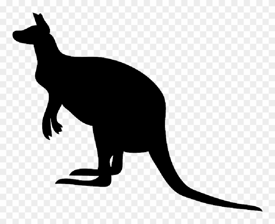 Black, Australia, Silhouette, Kangaroo, Pouch, Hop Clipart