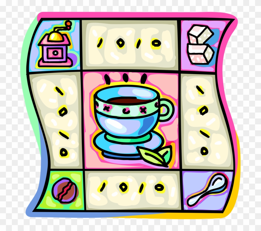 Vector Illustration Of Coffee Cup, Coffee Bean, Sugar Clipart