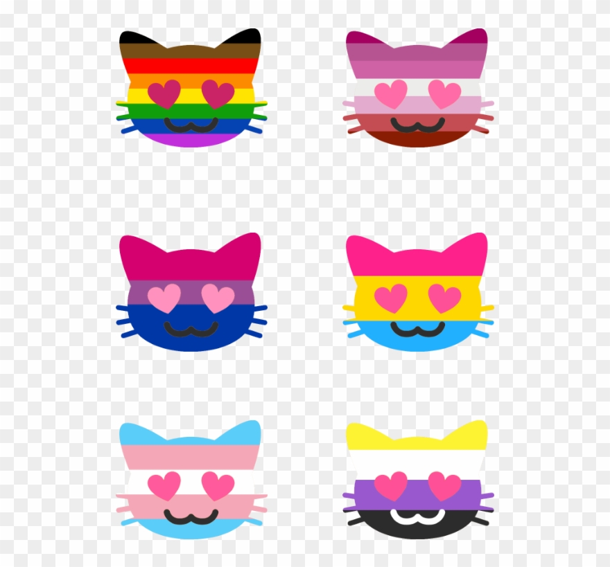 Des Emojos Chats Avec Des Yeux En Cœur Aux Couleurs Clipart
