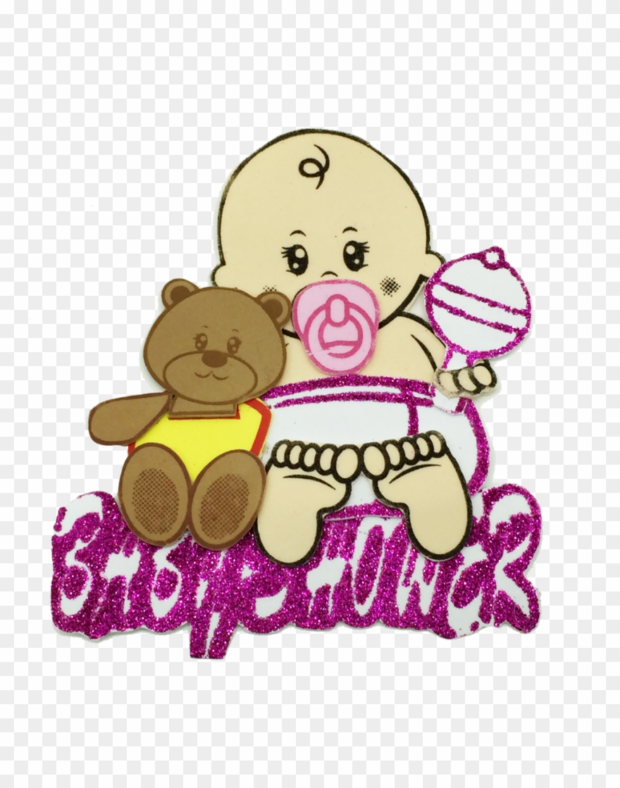 8" Baby With Bear And Rattle Clipart