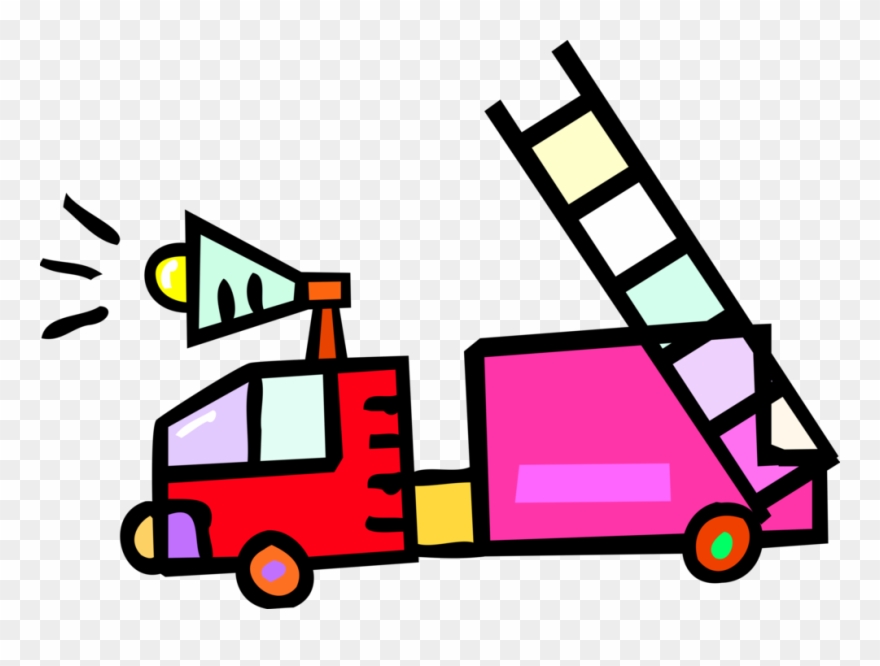 Vector Illustration Of Fire Engine Or Fire Truck Vehicle Clipart