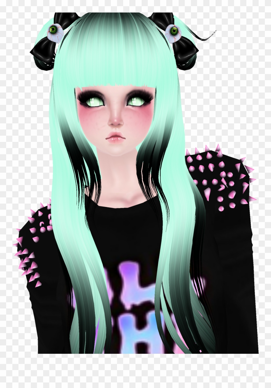 This Is A Female Imvu Pastel Goth Hair Style Mint And Clipart