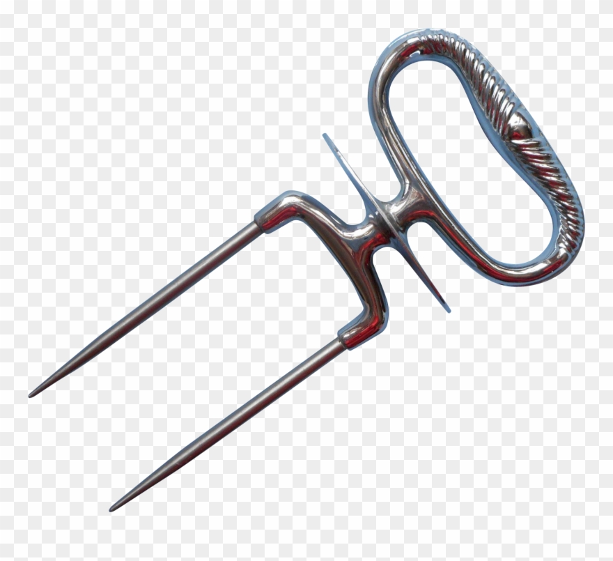 Carving Roast Joint Holder Tool Vintage Big Chrome Clipart