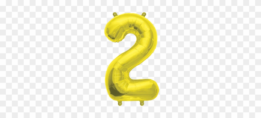 Number Balloon 2 Gold 14" Clipart