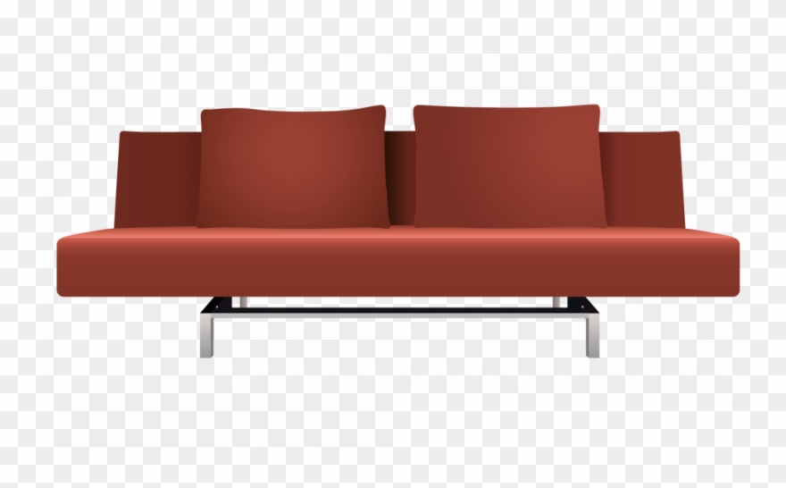 Futon Couch Red White Brown Leather Sleeper Fantastic Clipart