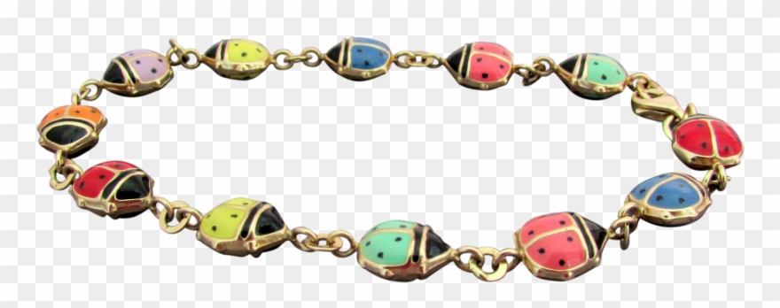 14k Reversible Multi-color Ladybug Bracelet, 7 1/2 Clipart