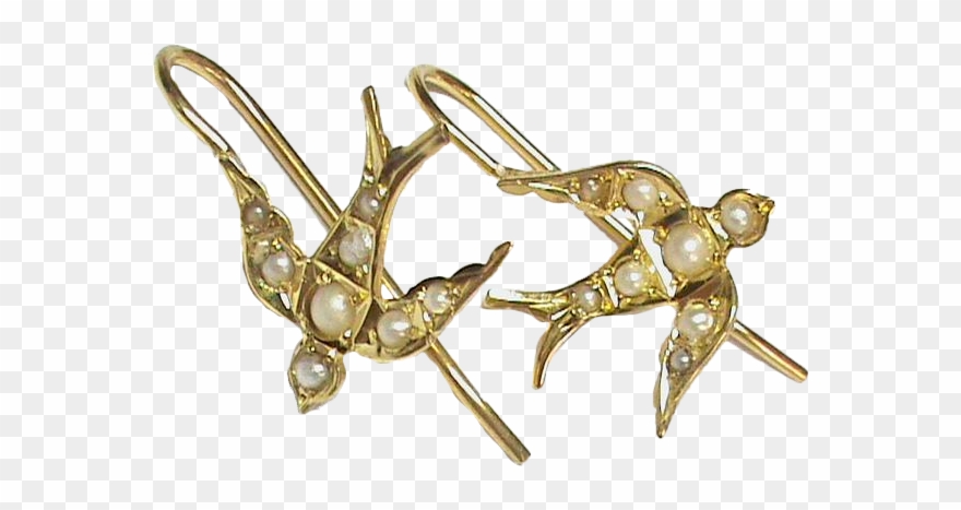 Antique Victorian 15k 15ct Gold Seed Pearl Swallow Clipart