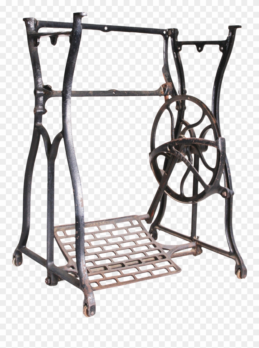 Vintage Industrial Black Iron Treadle Sewing Machine Clipart