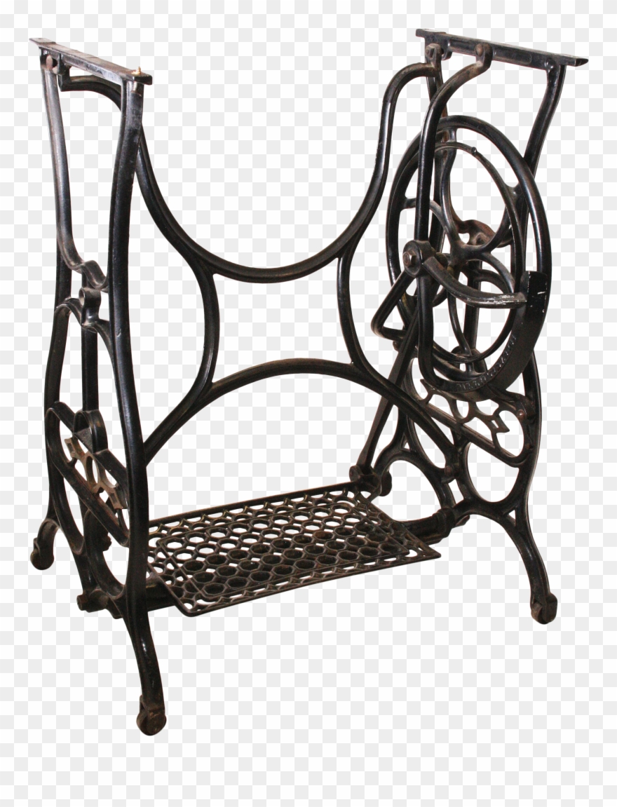 Vintage Industrial Cast Iron Treadle Sewing Machine Clipart