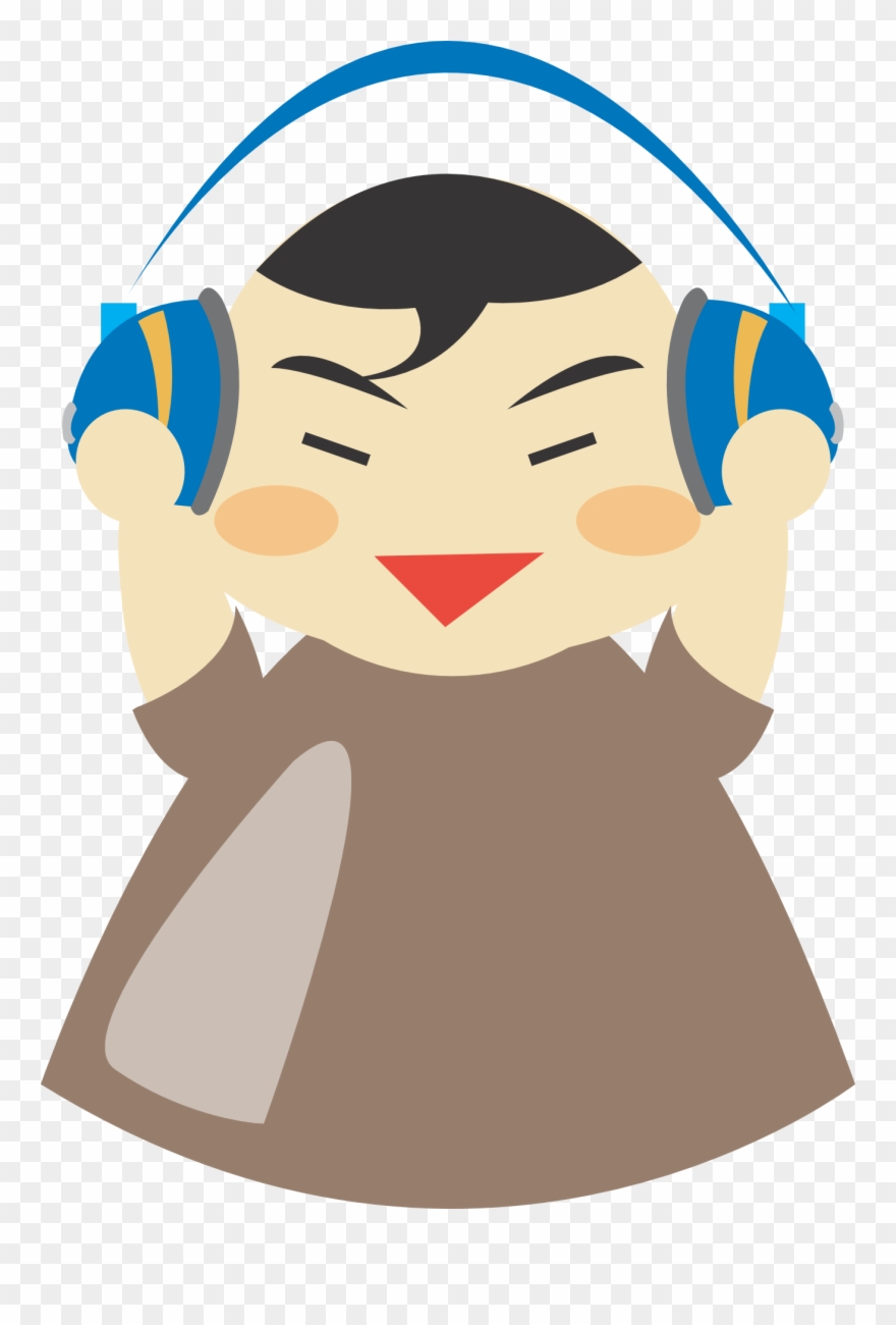 Boy Listening To The Music Clipart