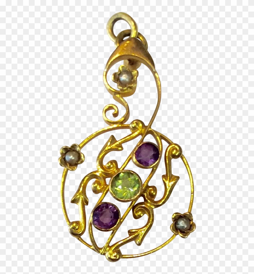 Art Nouveau 9k Gold Suffragette Pendant With Peridot Clipart