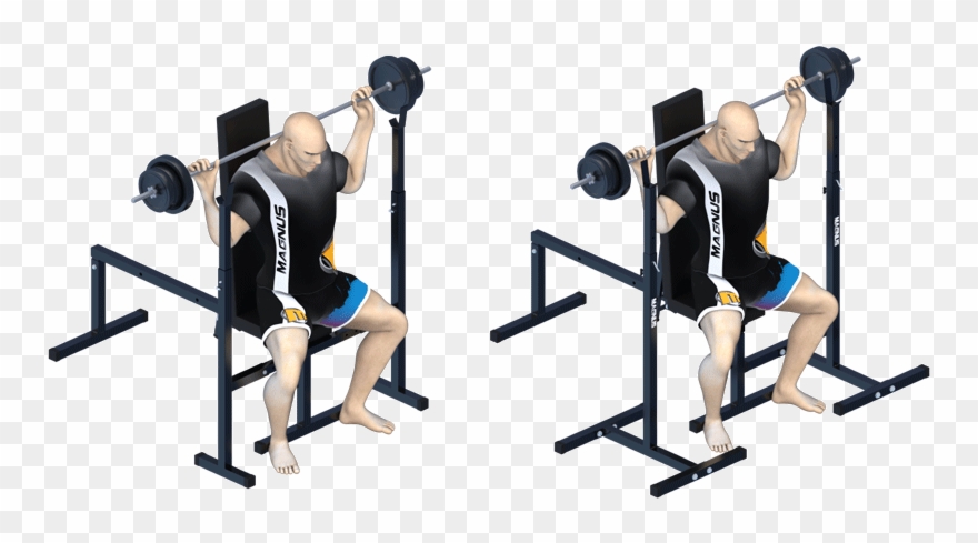 Hardcore Shoulders Training On Magnus Bench With Stands Clipart