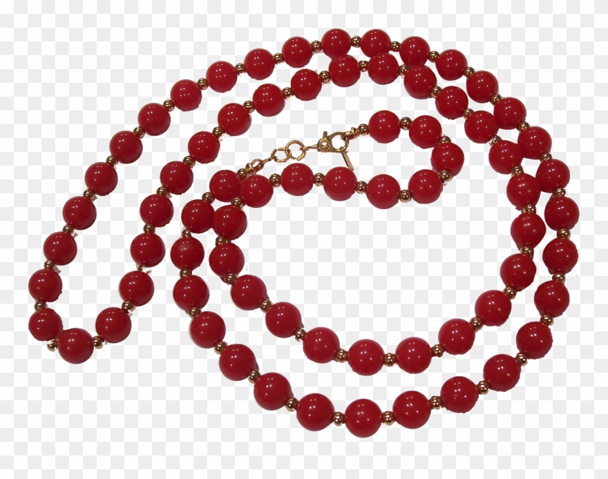 Vintage Monet Red Beaded Necklace Valentine's Day Clipart