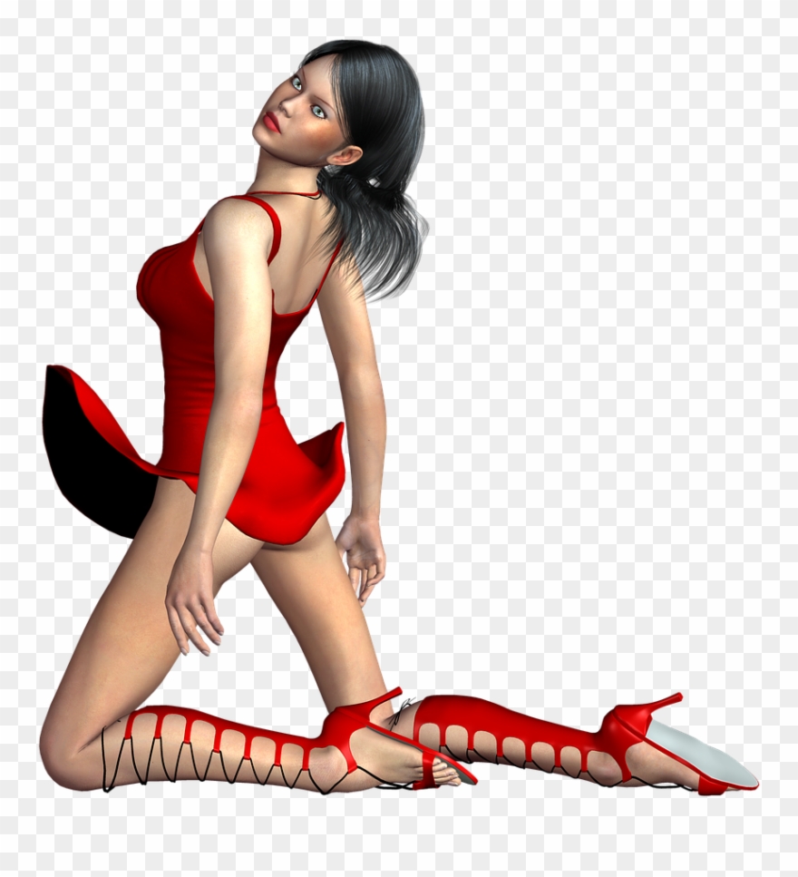 Girl Fashion Kneeling Sexy 3d Png Image Clipart